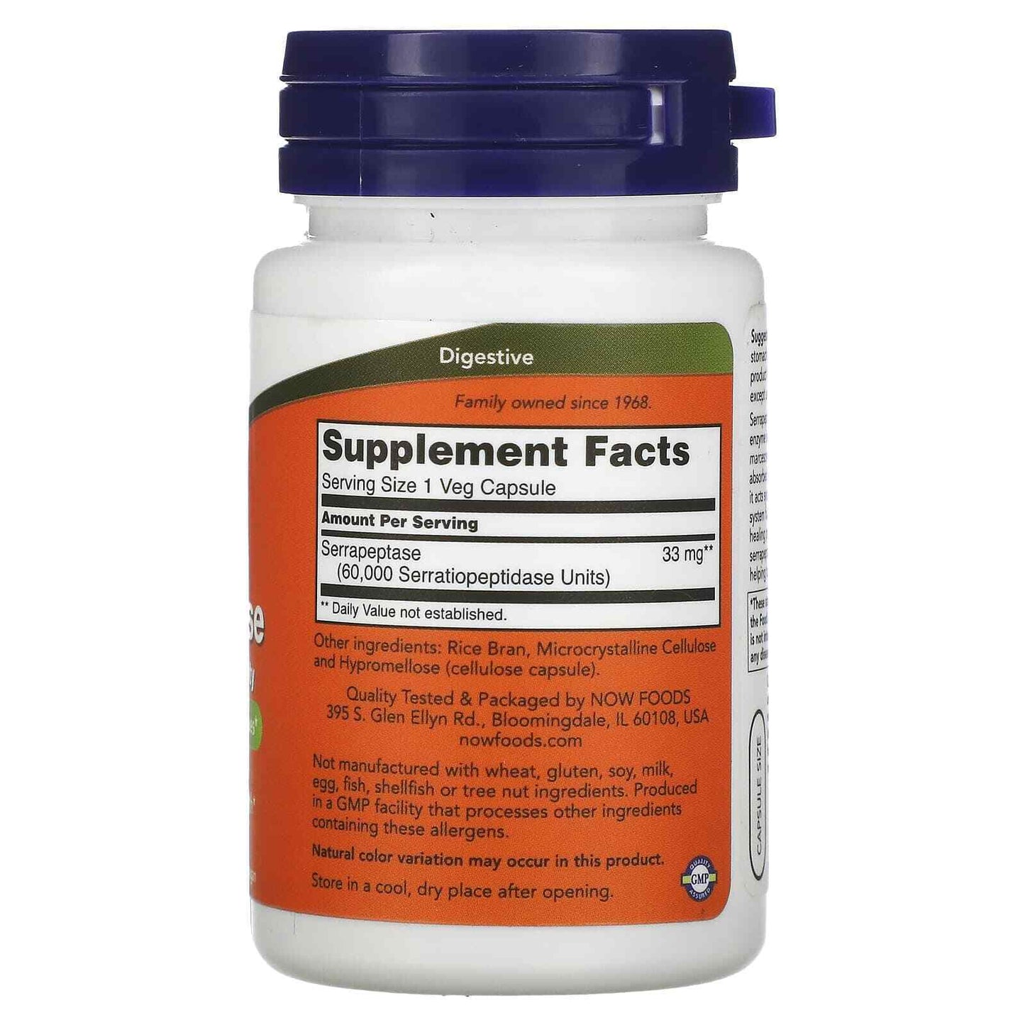 NOW Foods High Potency Serrapeptase 60,000 SPU Enzymes 60 Veggie Caps