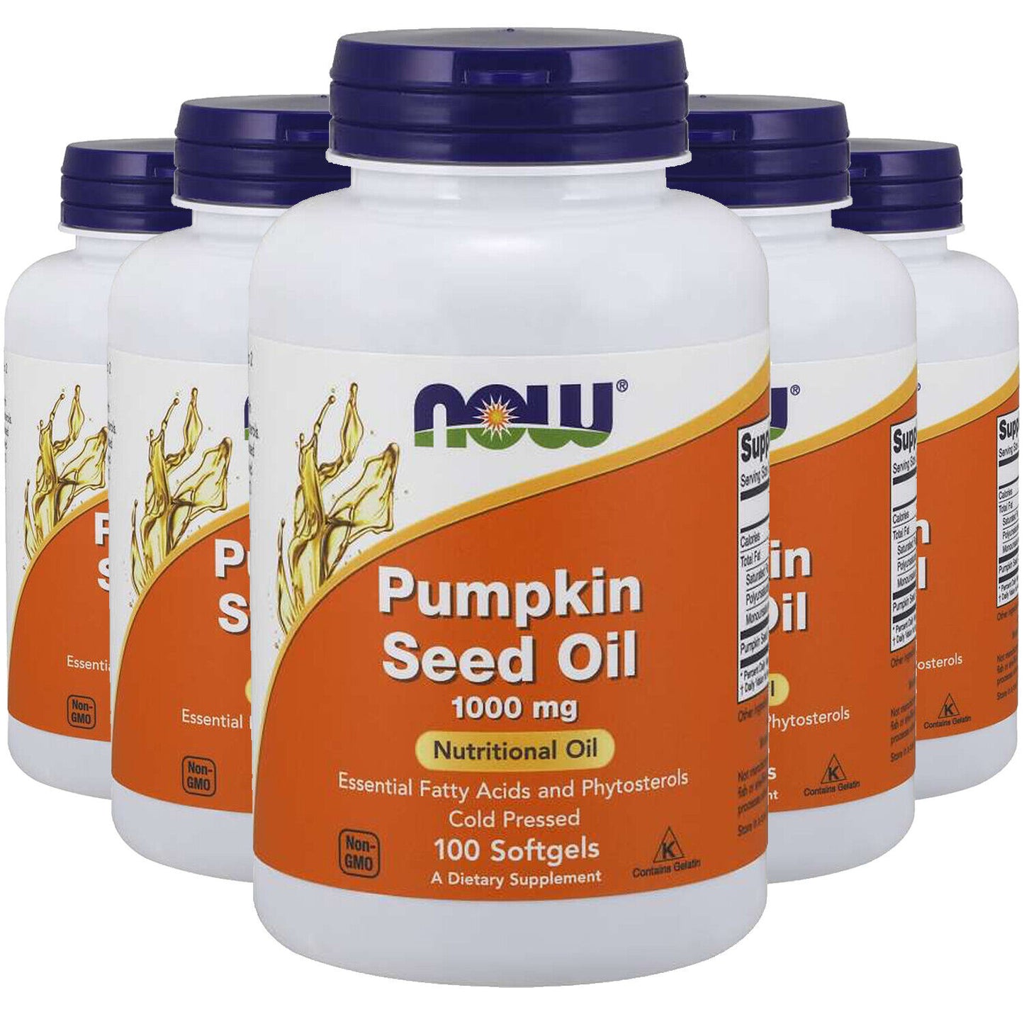Pumpkin Seed Oil 1000mg Phytosterols 5X100gels Now Foods 2000mg per 2 Caps