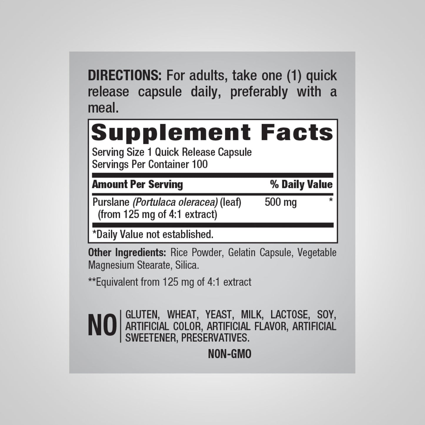 Purslane 500mg 100 Caps Portulaca Oleracea Omega 3 Whole Herb