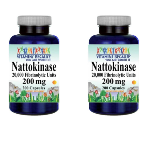 Nattokinase 200 mg 20,000 FU Fibrinolytic Units 2X200 Caps High Potency