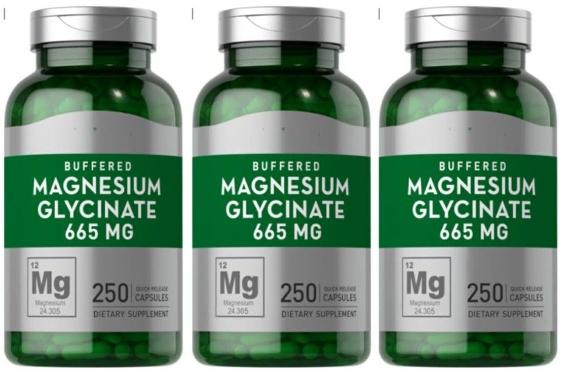 Magnesium Glycinate 665mg 3X250 Caps Buffered Chelate Magnesium Bisglycinate