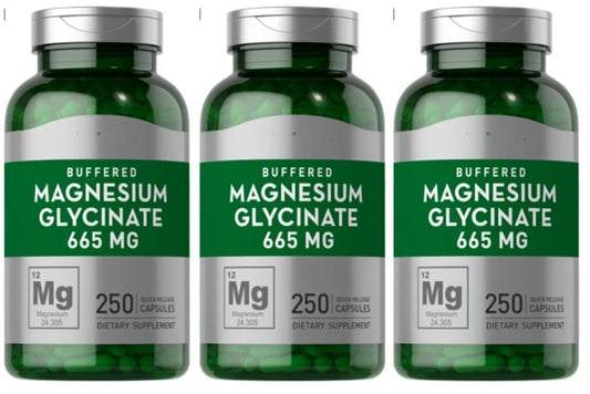 Magnesium Glycinate 665mg 3X250 Caps Buffered Chelate Magnesium Bisglycinate