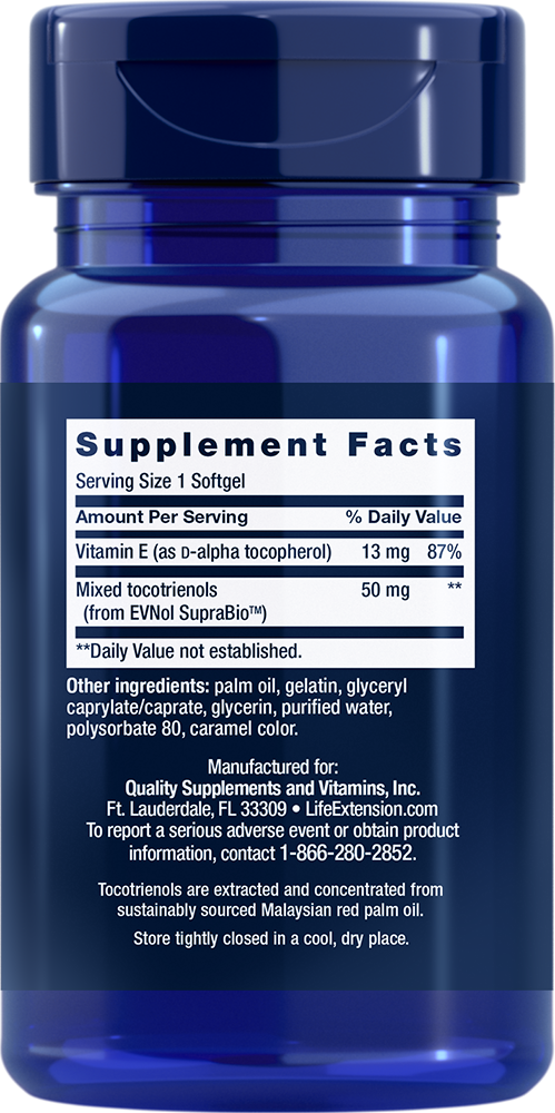 Super Absorbable Tocotrienols, 5X60gels Life Extension Most Absorbable Vitamin E
