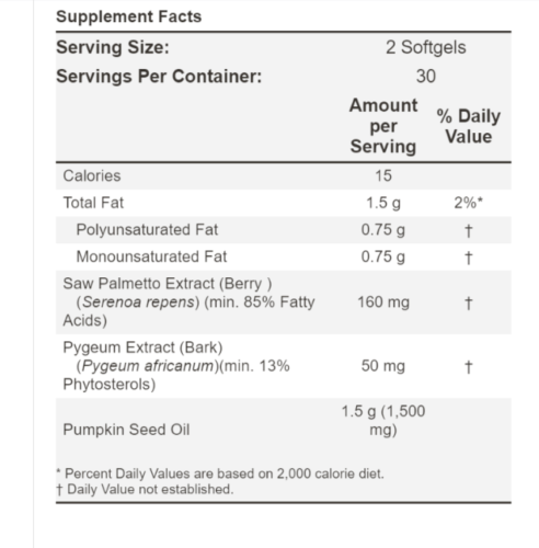 NOW Foods Pygeum & Saw Palmetto 2X60 or 1X120 Pumpkin Seed Oil 1500mg Kosher