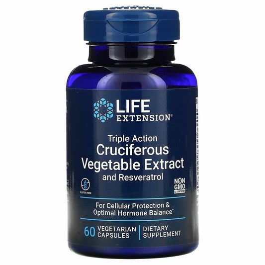 Triple Action Cruciferous Vegetable Extract Trans-Resveratrol, 60Caps Life Extension