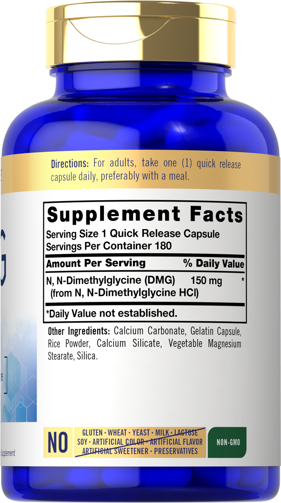 DMG 150mg N-Dimethylglycine 180 Caps Vegetarian/Non-GMO/No Preservatives