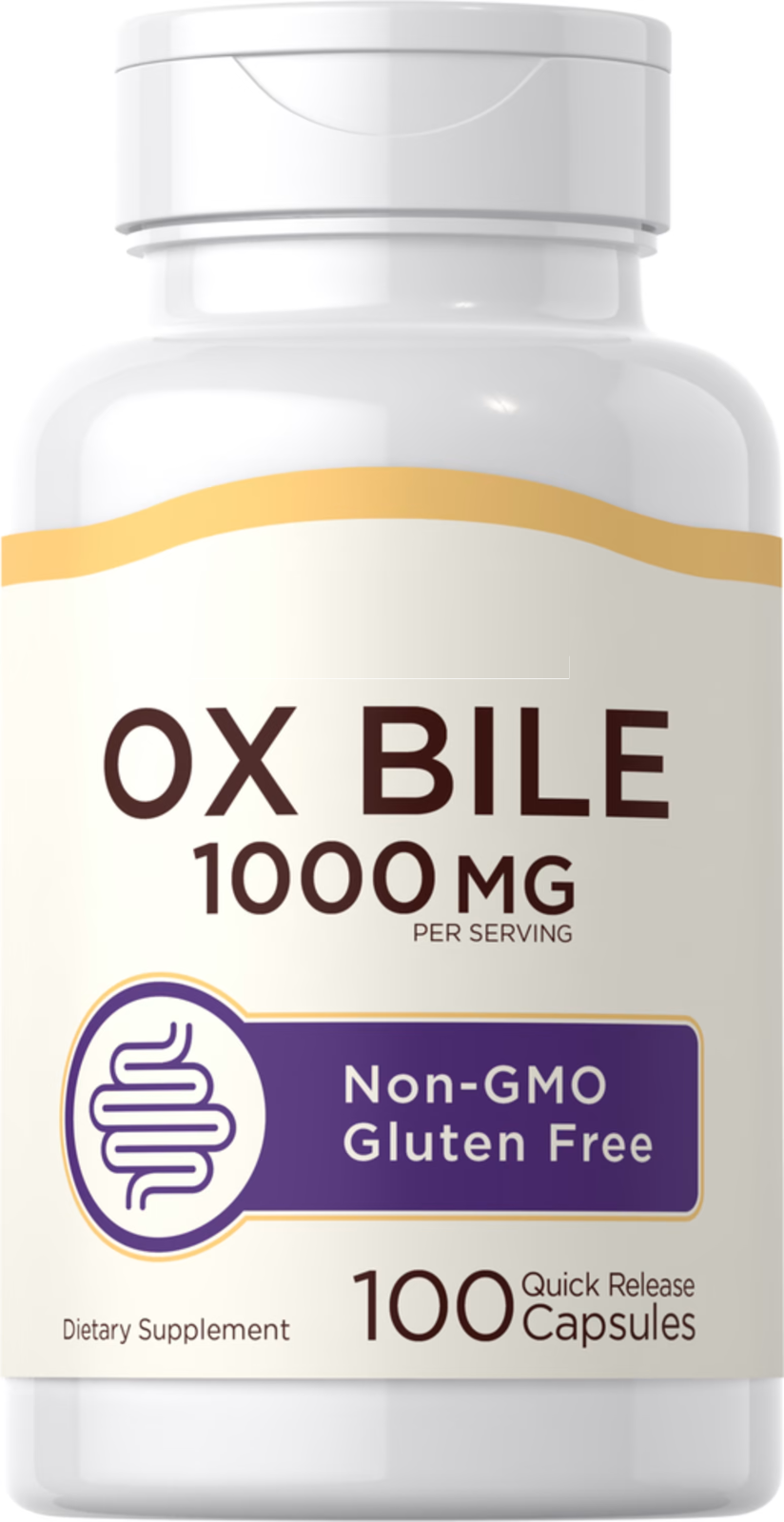 Ox Bile 1000mg 100 Caps Digestive Enzymes Non GMO/Gluten Free/No Preservatives