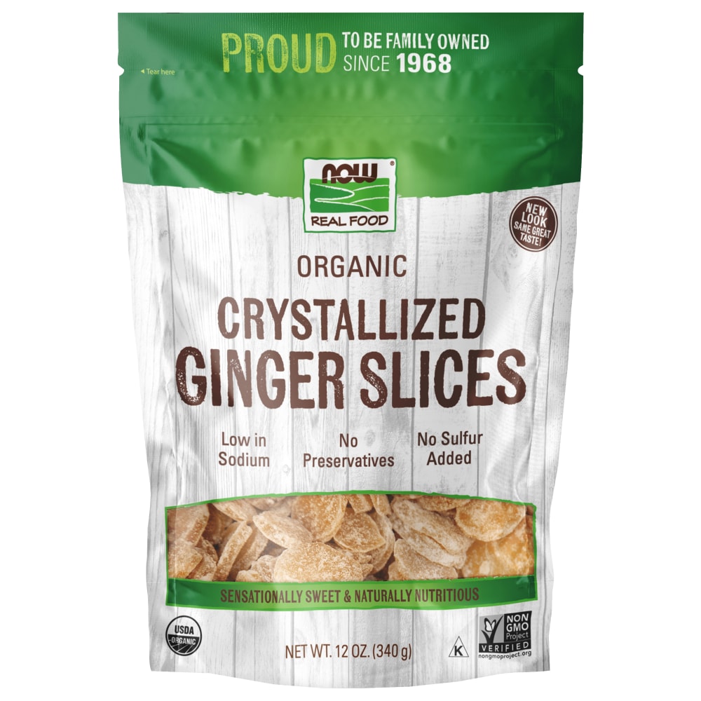 Now Real Food Ginger Slices Crystallized & Organic 12 Oz - 5695