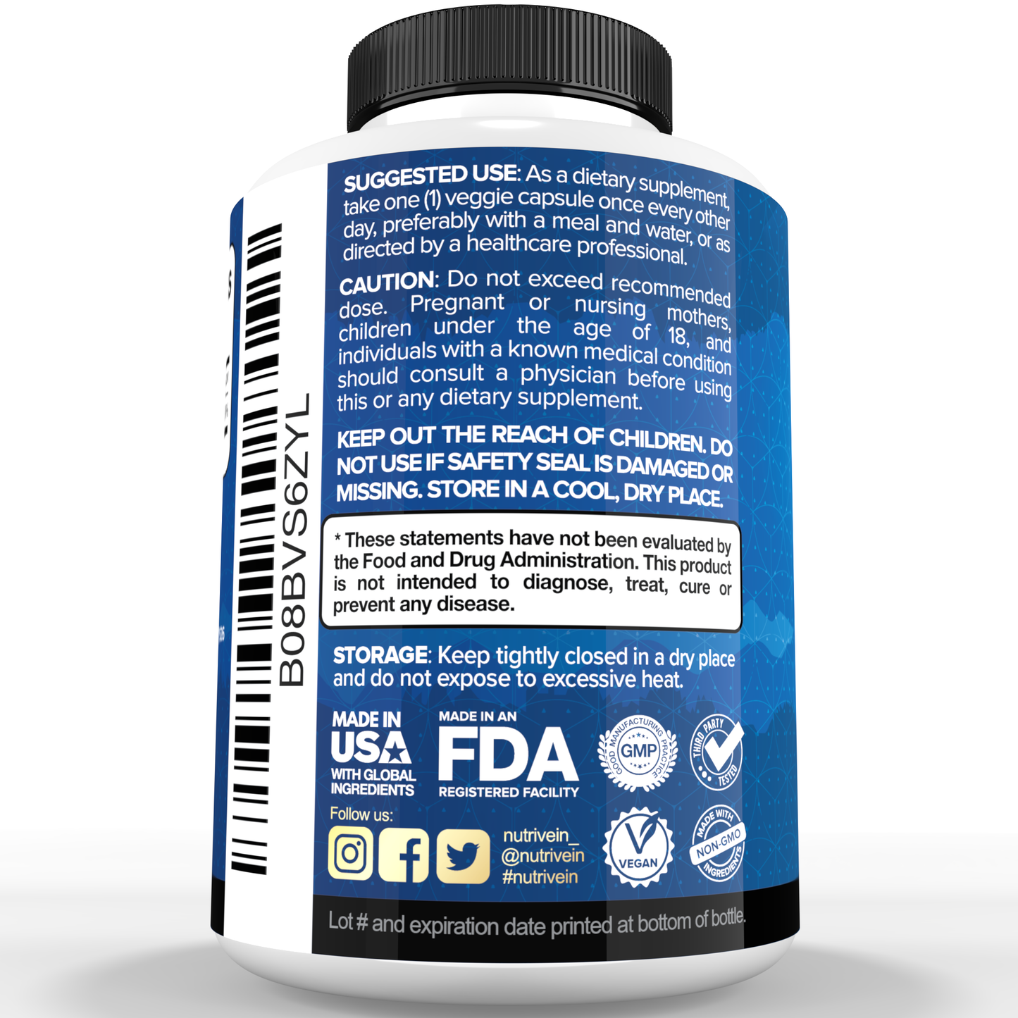 Nutrivein Premium Zinc Gluconate 100mg - 120 Capsules