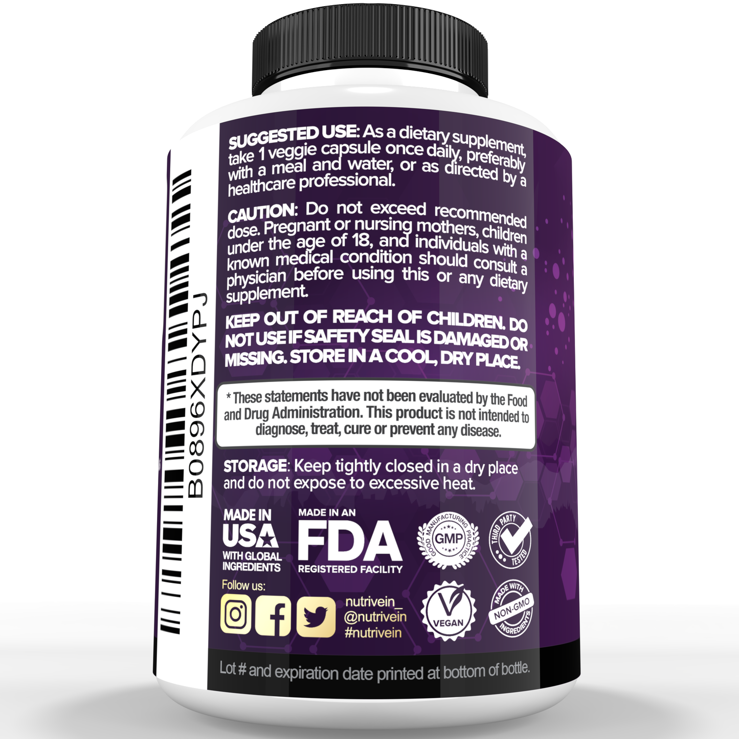 Nutrivein Premium Zinc Picolinate 100mg - 120 Capsules