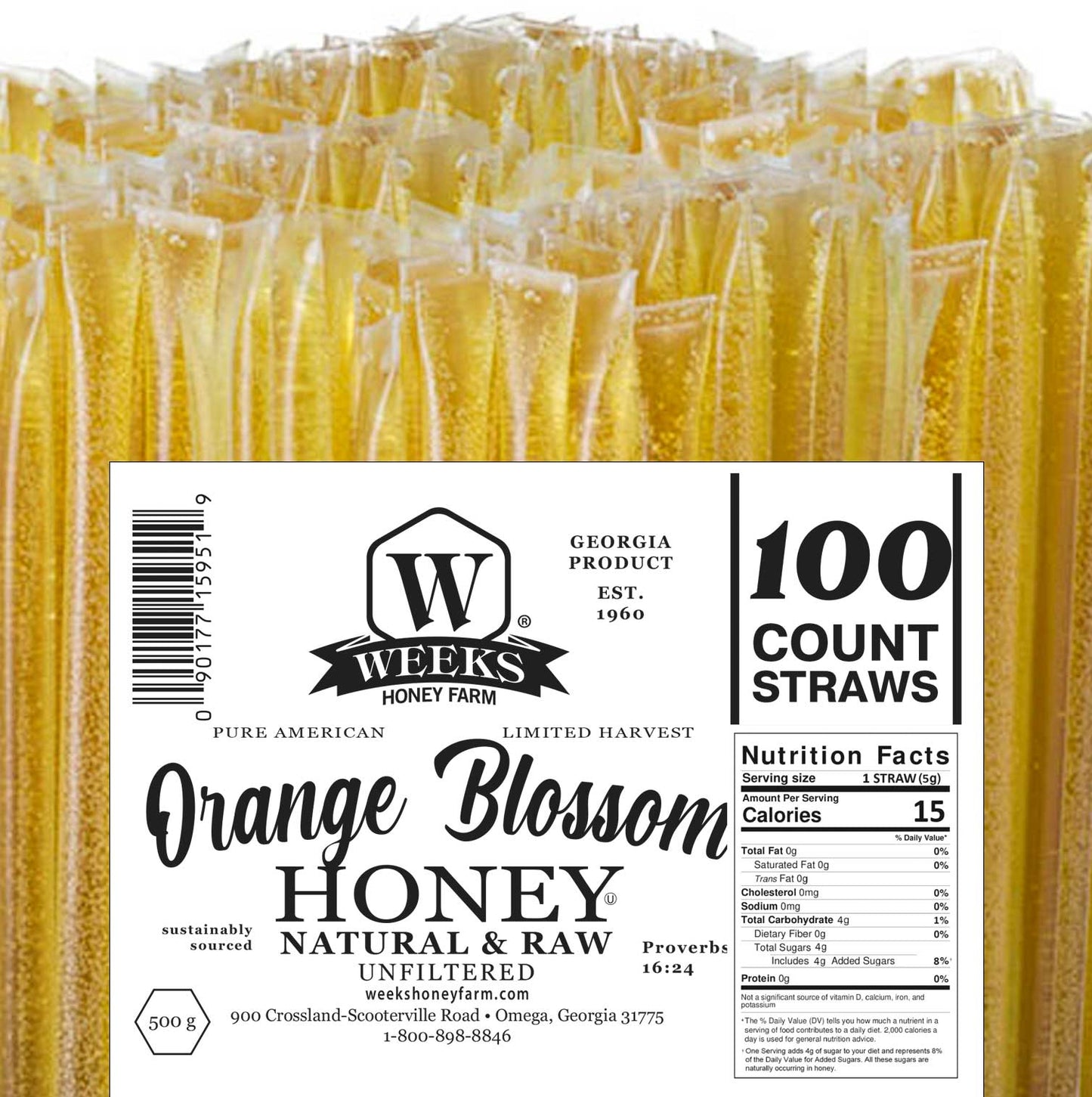 Raw Honey Straws – Orange Blossom & Wildflower | Weeks Honey Farm