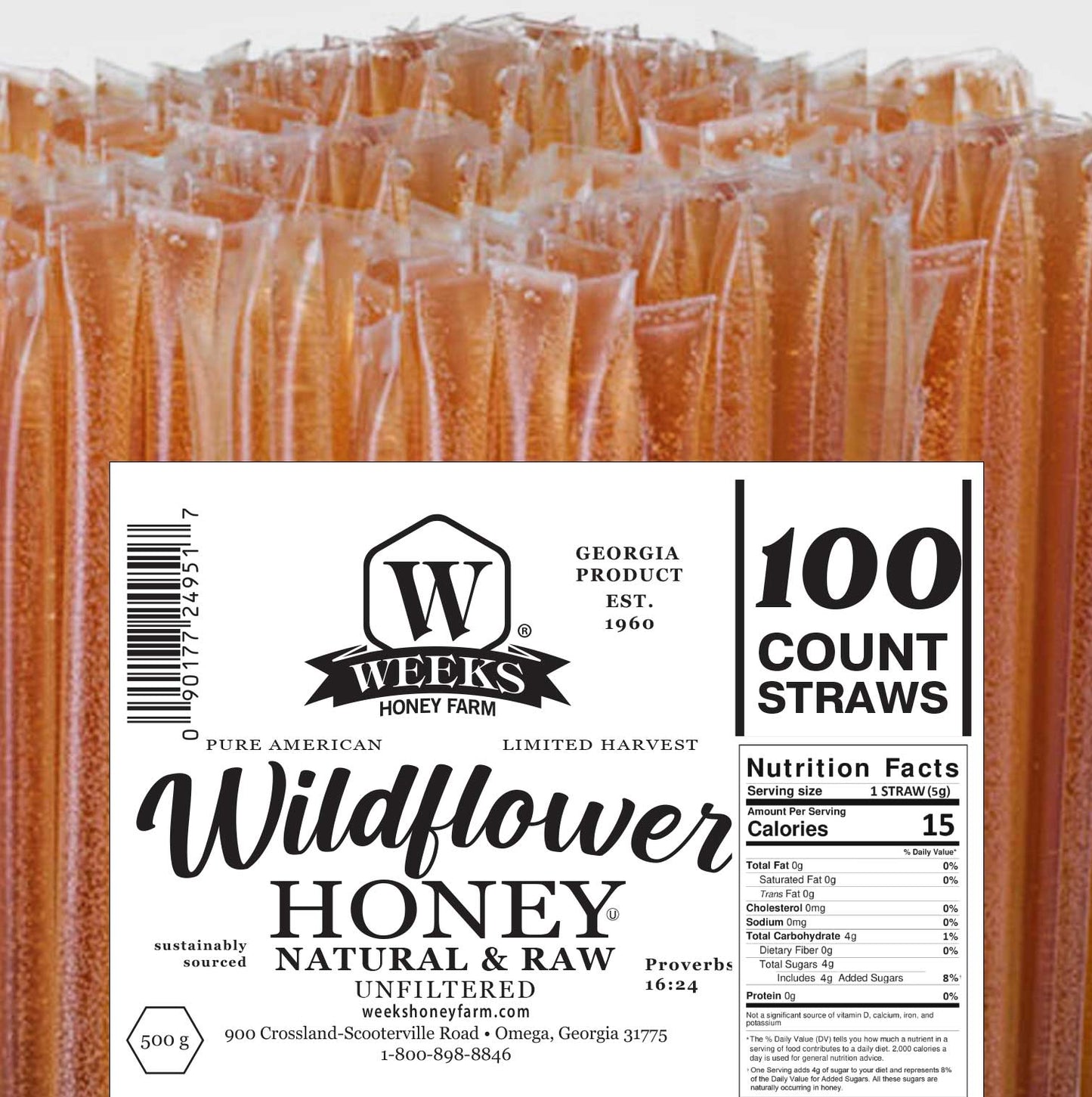 Raw Honey Straws – Orange Blossom & Wildflower | Weeks Honey Farm