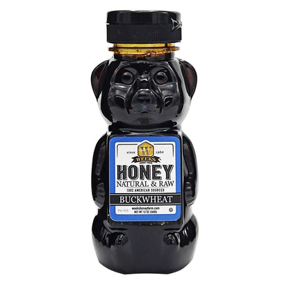 Raw Buckwheat Honey - Pure, All-Natural, Antioxidant-Rich, Dark & Robust Molasses Flavor for Coffee, Waffles, BBQ Sauce | Weeks Honey Farm