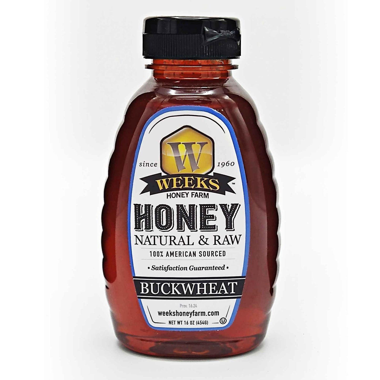Raw Buckwheat Honey - Pure, All-Natural, Antioxidant-Rich, Dark & Robust Molasses Flavor for Coffee, Waffles, BBQ Sauce | Weeks Honey Farm