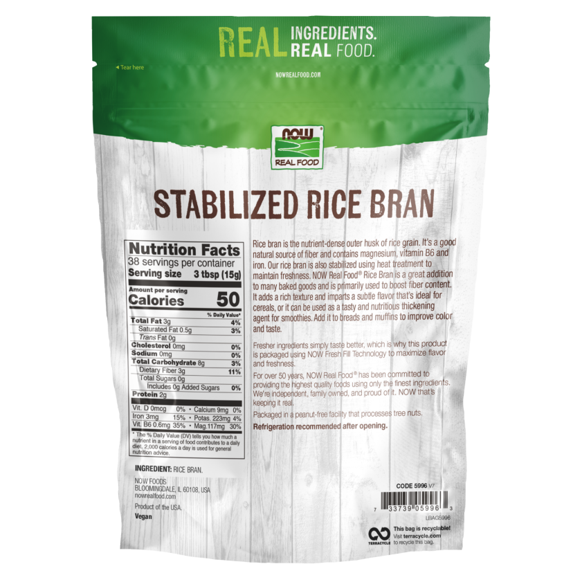 Now Real Food Rice Bran 20oz - 5996