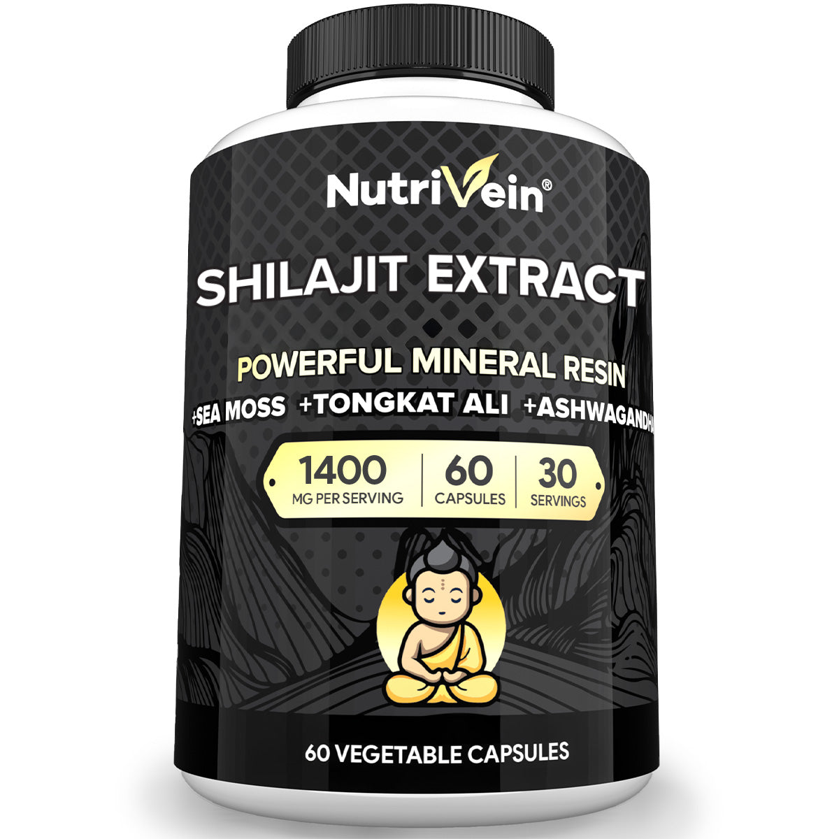 Nutrivein Premium Shilajit – Himalayan Origin for Men & Women - 1500 mg - 60 Capsules