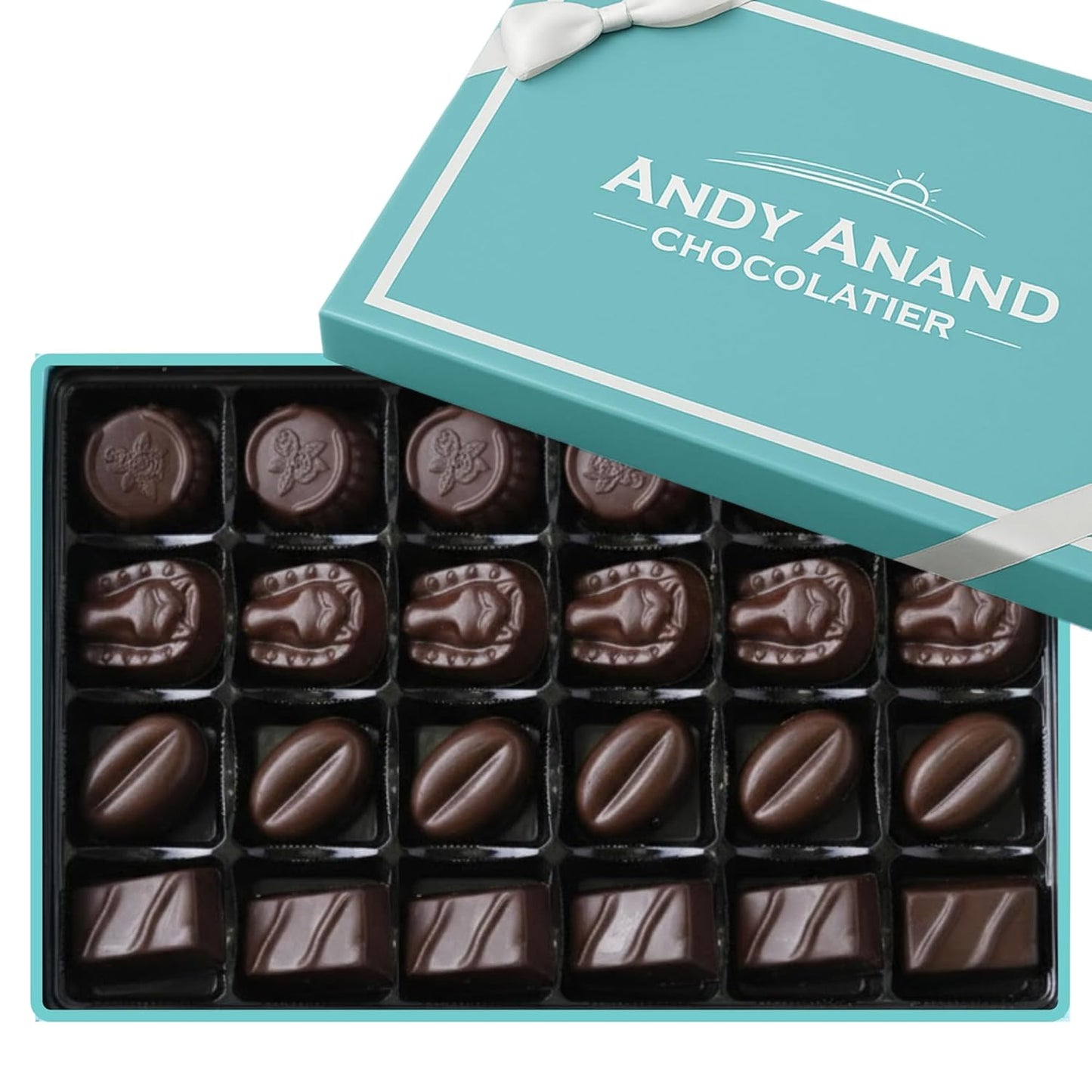 Andy Anand Sugar Free Vegan Belgian Dark Chocolate Truffles Gift Box, 25 pc – Handmade Gourmet Assorted Flavors, Perfect for Indulgence, Birthday & Holiday