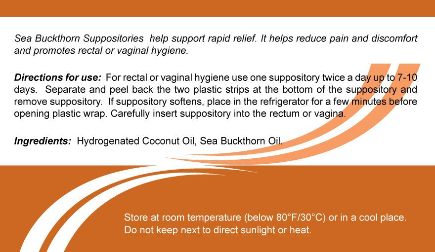 PhytoLab Sea Buckthorn Oil Suppositories for Rectal or Vaginal Hygiene 10 suppositories