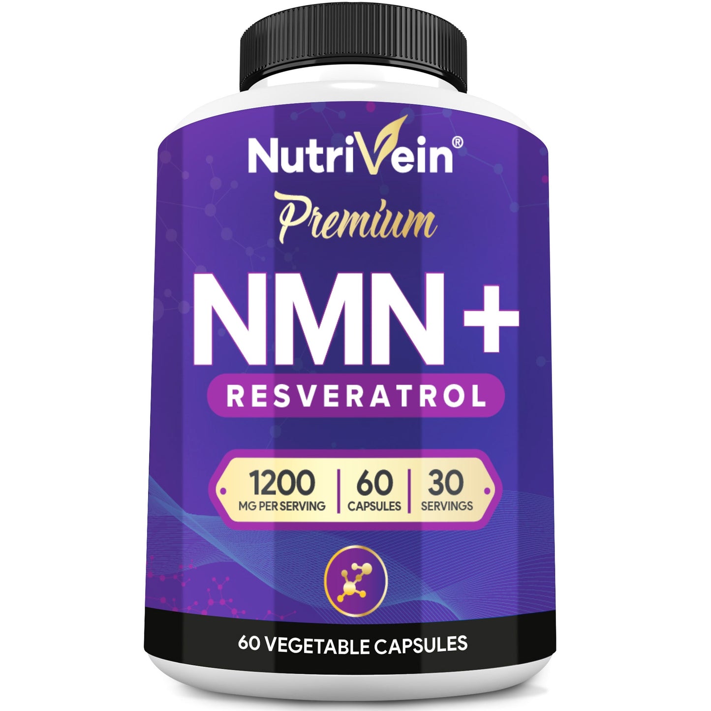 Nutrivein NMN + Resveratrol 600mg: 30 Serv./60 Caps