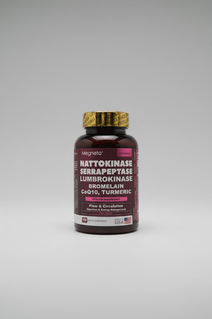 Nattokinase 12,000 FU + Serrapeptase 360,000 SPU + Lumbrokinase & CoQ10 — Max Strength Systemic Enzyme Complex