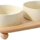 Ceramic Elevated Cat Food and Water Bowl, Kitty Bowl, Raised Cat Dish, Pet Feeder (5.1 in, 2 x Beige + Stand)