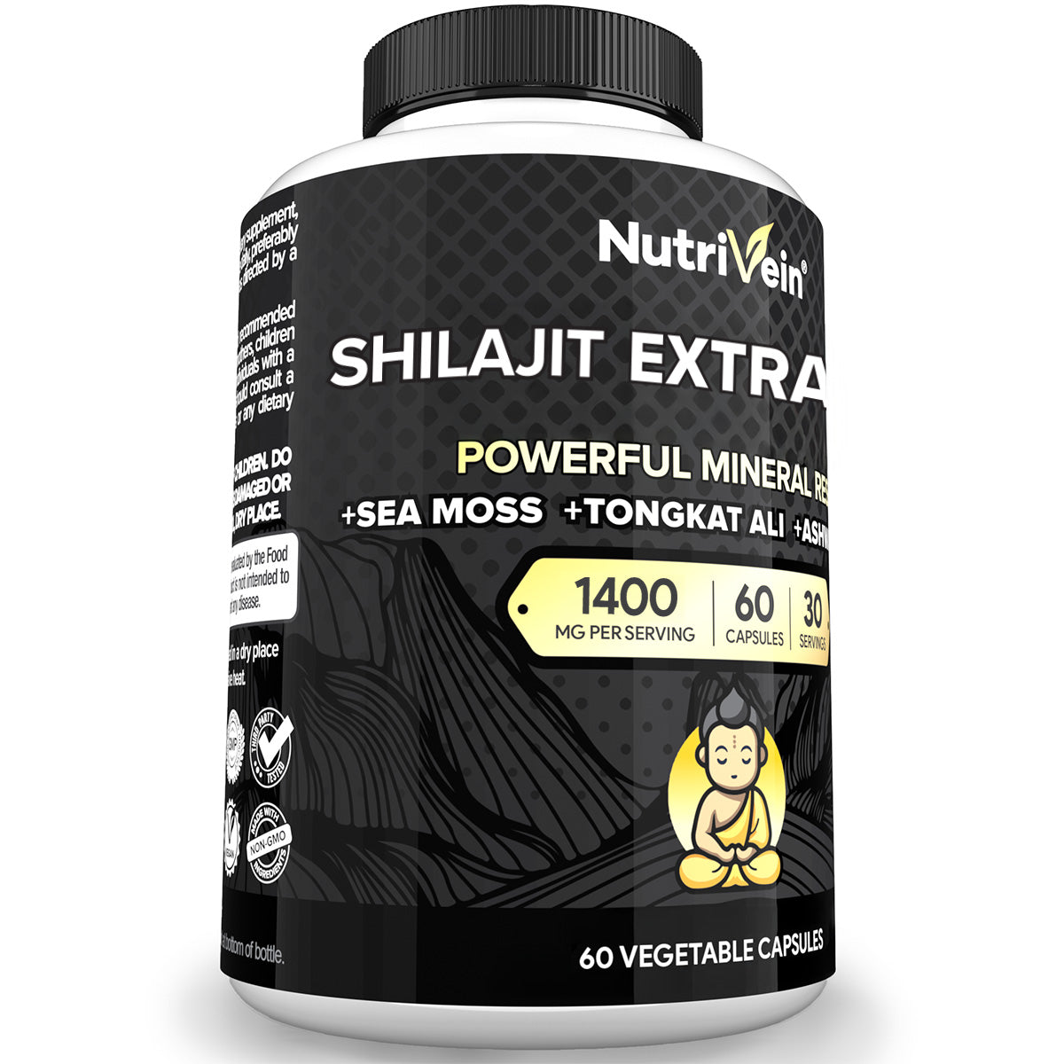Nutrivein Premium Shilajit – Himalayan Origin for Men & Women - 1500 mg - 60 Capsules
