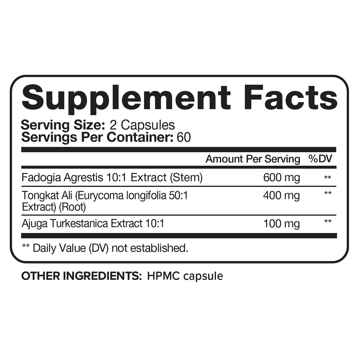 Nutrivein Premium Fadogia Agrestis and Tongkat Ali Supplement with Turkesterone - 1100 mg - 120 Caps