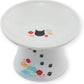 Necoichi Raised Cat Food Bowl – Ceramic Elevated Cat Bowl for Whisker & Neck Fatigue, Dishwasher Microwave Safe – Non-Slip & Anti Vomiting Ergonomic Design (Fuji, Extra Wide)