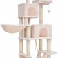 Taoqimiao Cat Tree, 66.2-Inch Cat Tower for Indoor Cats, Plush Multi-Level Cat Condo with 12 Scratching Posts, 2 Perches, 2 Caves, Hammock, 2 Pompoms, Jelly Pink MS013P