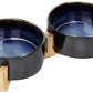SPUNKYJUNKY Ceramic Dog and Cat Bowl Set with Wooden Stand, Modern Cute Weighted Food Water Set for Small Size Dogs (13.5OZ) & Medium Sized Dogs (28.7OZ) & Cats (1.7 Cups, 2 × Starry Blue)