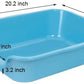 1 Pack of Extra Large Cat Litter Box (ABS Material), Low Entry Senior Litter Pen for Geriatric Kitty Big Cats, Jumbo Pet Safe Litter Boxes Tray for Pets Potty (Light Blue, 20" L x 15.5" W)