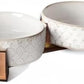 LE TAUCI Dog Bowl Set with Acacia Wood Stand - 1.5-Cup Ceramic Puppy Bowls for Small Dogs, Dual Food and Water Bowls with Weighted Non-Slip Base, Clover