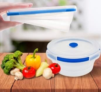 Collapsible Silicone Food Storage Containers, BPA Free, Microwave, Freezer and Dishwasher Safe, Lunch, Meal Prep, Travel, Space-Saving
