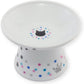 Necoichi Raised Cat Food Bowl – Ceramic Elevated Cat Bowl for Whisker & Neck Fatigue, Dishwasher Microwave Safe – Non-Slip & Anti Vomiting Ergonomic Design (Colorful Dots, Extra Wide)