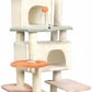 HYABi 59 Inch Flower Cat Tree Tower - Multi-Level Cat Condo with Plush Scratching Posts, Toy Balls, and Pet House, Indoor Play Platform for Large Adult Cats, Stylish Color Design