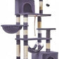Taoqimiao Cat Tree, 71-Inch Cat Tree Cat Tower for Indoor Cats, Plush Multi-Level Cat Condo with 10 Scratching Posts, 2 Perches,Basket, 2 Caves,Hammock, 2 Pompoms,MS020G Beige Smoky Gray