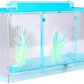 Betta Fish Tank, Adjustable Light Isolation Acrylic Small Aquarium with LED Light, Small Fish Tank Starter Kit, Beta Fish Tank with Water Change Valve for Office Home Room Decor (Blue)