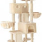 SHA CERLIN 65in Larger Cat Tree Tower Condo for Indoor Kitties/Multi-Level Furniture Activity Center with Wide Base/Cozy Plush Cat Perches/Baskets/Sisal Scratching Posts and Hammock/Beige