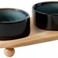 Ceramic Elevated Cat Food and Water Bowl, Kitty Bowl, Raised Cat Dish, Pet Feeder (5.1 in, 2 x Starry Sky + Stand)