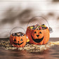 Paper Mache Orange Jack-O'-Lantern Treat Buckets | 2 Sizes