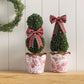 Small Red Toile Snowman Boxwood Potted Topiary