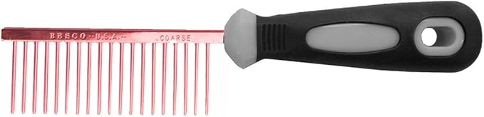 Resco Professional Anti-Static Dog, Cat, Pet Comb for Grooming, Steel Pins, Coarse Tooth Spacing, Candy Red (PF0670)