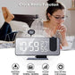 Projection Alarm Clock for Bedrooms Ceiling, Digital Clock Radio with USB Charger Port, Temperature & Humidity Display, 7.3” Large LED Display,12/24H,Snooze,Dual Loud Clock- 4 Dimmer