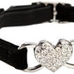 CHUKCHI Heart Bling Cat Collar with Safety Belt and Bell 8-11 Inches (Black)