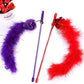 PETCTN Red Cat Teasing Stick Toy - Interactive Stick with Sparkly Feather Boa & Crinkle Ball for Indoor Cat Training & Fun