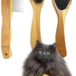 Premium Bamboo Cat Grooming Kit: Cat Brushes for Indoor Cats, Kitten Brush, and Dematting Comb for Long Haired Cats | Bamboo Grooming Supplies with kitten brush