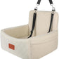 Dog Car Seat for Under 30lbs Dogs,Comfy Febric Fill in Memory Foam,Washable and Detachable Pet Travel Car Bed,Anti-Slip Bottom,2 Safety Leashes & Storage Pockets(Beige)