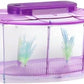 LIZEALUCKY Betta Fish Tank, Adjustable LED Light Acrylic Aquarium with Water Change Valve, Small Fish Tank Starter Kit for Office Home Room Decor (Purple)