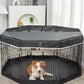 PJYuCien Dog Playpen, 8 Panels 42’’H Dog Pens Indoor with Bottom Pad and Top Cover, Metal Foldable Pet Puppy Exercise Fence Crate Kennel, Better for Medium and Big Animals,Black