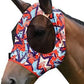 Harrison Howard Super Comfort Stretchy Fly Mask Large Eye Space with UV Protection Soft on Skin with Breathability Orange Geo Print S